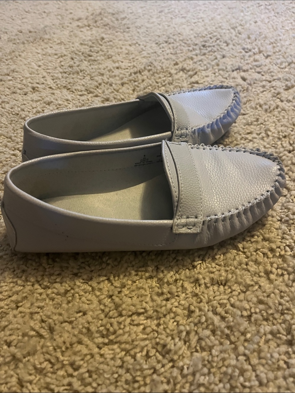 Classic Grey Leather Moccasin Loafers